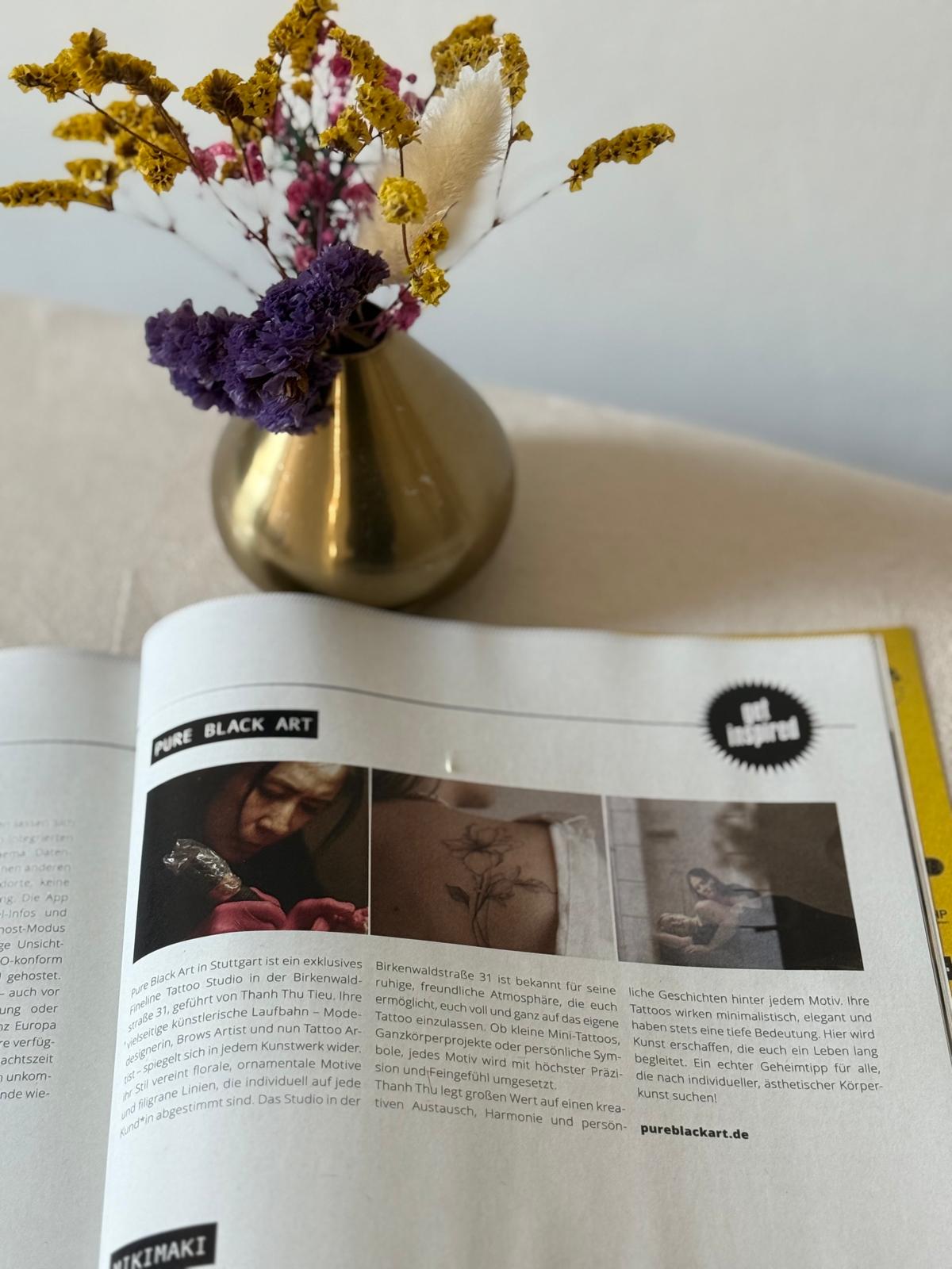 Pure Black Art im Geheimtipp Stuttgart Magazin – Fineline Tattoo Artikel